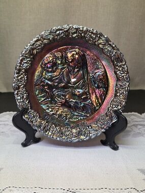 1976  Holy Night - No Box Mother'S Day Plate-Carnival Glass by Fenton